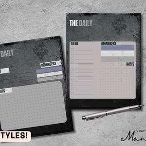 Midnight Grunge THE DAILY - Tear Away Notepad - Grunge Notepad - Memo Pad - Planner - Grunge Theme | Dark Aesthetic | Crafty Mandy