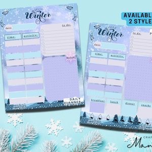 Hello Winter Daily Planner- Tear Away Notepad - Winter Notepad - Memo Pad - Daily Planner - Winter Theme - Winter Planner | CRAFTY MANDY