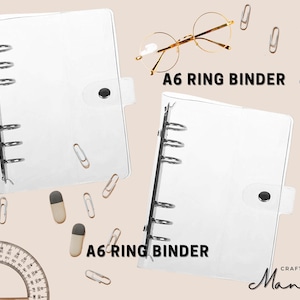 Raccoglitore ad anelli in PVC morbido trasparente A6, planner a 6 anelli, raccoglitore a fogli, diario ricaricabile / / CRAFTY MANDY