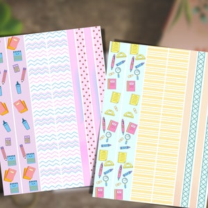 Washi Tape Planner Stickers | kiss-cut sticker sheets, mini planner stickers, party favor stickers, Back To School | Crafty Mandy