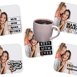 CUSTOM Photo Square Coaster 4pc Set | Custom photo coaster, photo coasters, anniversary gift, mothers day gift, birthday gift | CRAFTY MANDY