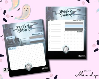 Spooky Season THE DAILY - Tear Away Notepad - Halloween Notepad - Memo Pad - Planner - Ghost Theme | Dark Aesthetic | Crafty Mandy