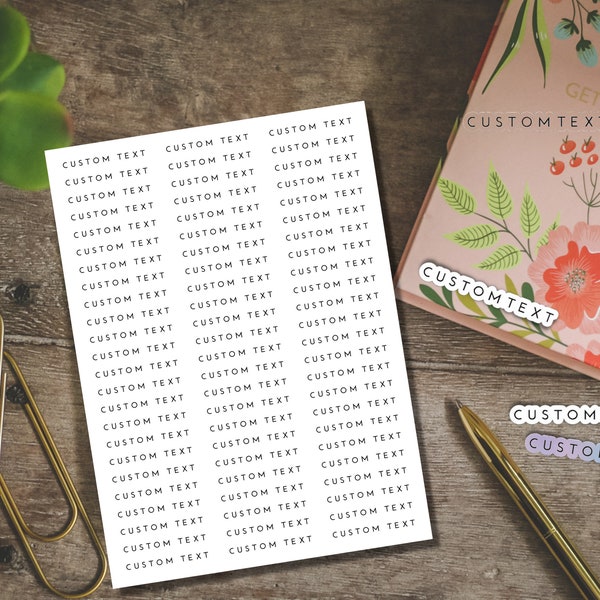 Adesivos personalizados | folhas de adesivos com corte de beijo, adesivos de mini planner, frases de texto personalizadas, adesivos para lembrancinhas | PERSONALIZADO | Mini-roteiros | PRETO