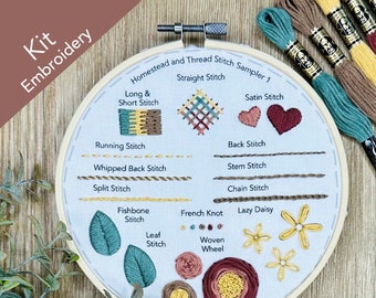 Hand Embroidery Sampler Pattern 1, Beginner Hand Embroidery Pattern, Modern Hand Embroidery, Video Tutorial