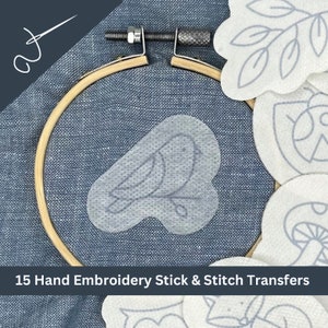 Stick and Stitch Embroidery, Stick and Stitch Pattern Set, Peel and Stick Embroidery Pattern, Embroidery Stick and Stitch Set