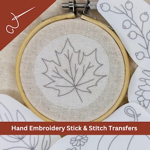 Stick and Stitch Embroidery, Stick and Stitch Pattern Set, Peel and Stick Embroidery Pattern, Embroidery Stick and Stitch Set, Fall Patterns