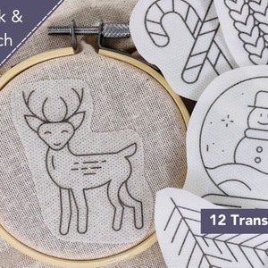 Stick and Stitch Embroidery, Peel and Stick Embroidery Paper, Stick and Stitch Embroidery Set, Christmas Ornaments