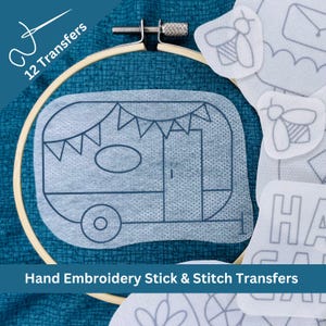 Stick and Stitch Embroidery, Stick and Stitch Pattern Set, Peel and Stick Embroidery Pattern, Embroidery Stick and Stitch Set