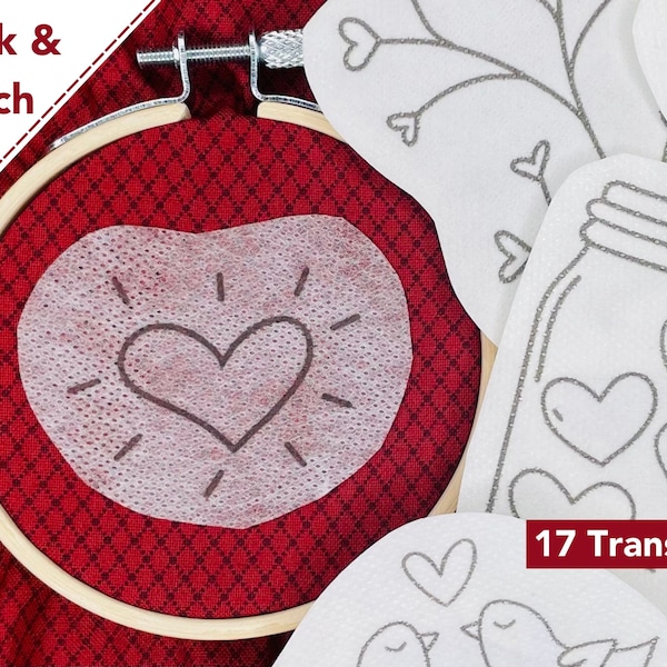 Stick and Stitch Embroidery, Valentine Stick and Stitch Patterns, Stick and Stitch Embroidery Design, Peel and Stick Embroidery Pattern