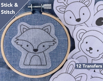 Stick and Stitch Embroidery, Stick and Stitch Pattern Set, Peel and Stick Embroidery Pattern, Embroidery Stick and Stitch Set