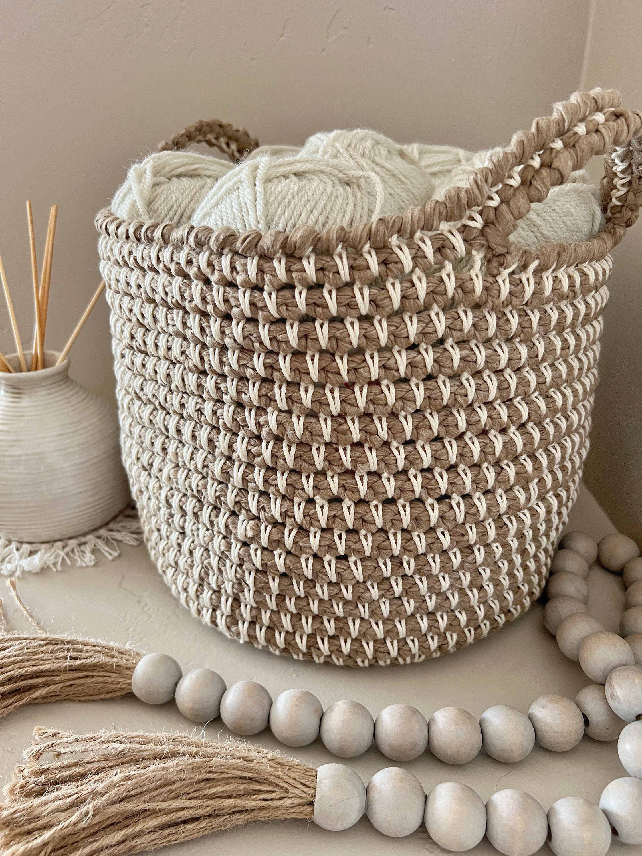 Rope Basket Crochet Pattern With Handles, Willow Pond Basket, Digital  Download, 10-12 Inch Planter Cover, Crochet Home Decor, Modern, Easy 