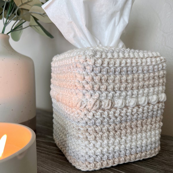 Sneffels Crochet Tissue Box Cover, Rectangle or Square,Crochet Pattern, Digital Download, Home Decor, Modern Crochet, Easy, Minimalist Style