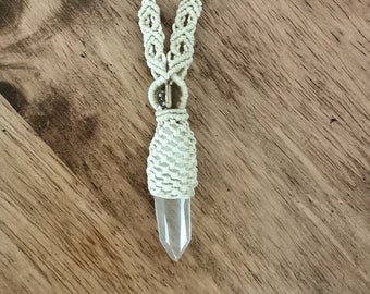 Crystal pendant. Lemurian crystal quartz pendant. Clear crystal protective amulet. Good luck stone. White pendant with himalayan crystal