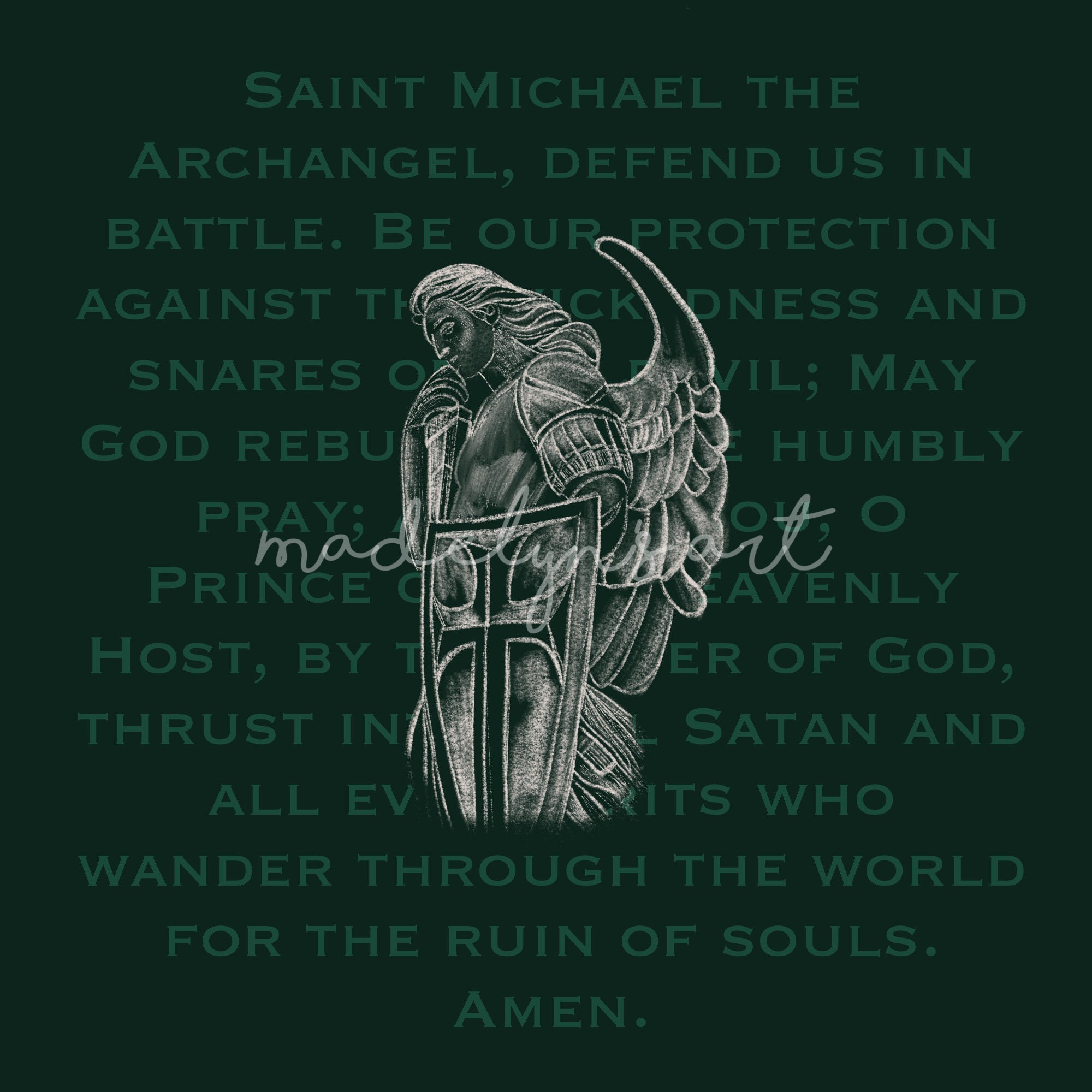 Estampilla de oración de San Miguel Arcángel para la protección contra el  Mal. San Miguel ruega por nosotros.