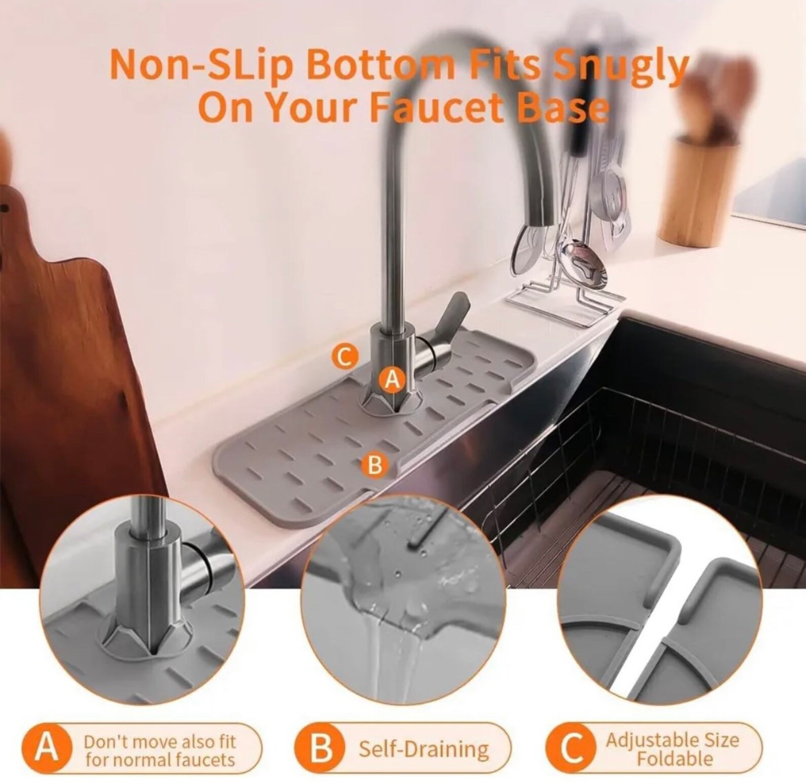 Silicone Sink Mat Behind Faucet Silicone Faucet Handle Drip Etsy