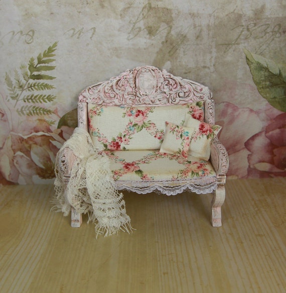 Lovely Miniature Pink Shabby Sofa 1:12 Diarama Wooden - Etsy