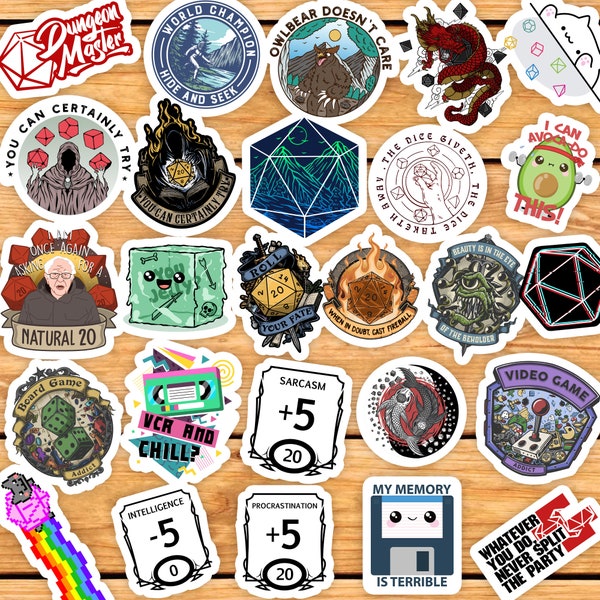 26 Sticker Pack from Stickiwi | DnD Stickers | Tabletop RPG | DnD sticker pack | Dungeons and Dragons