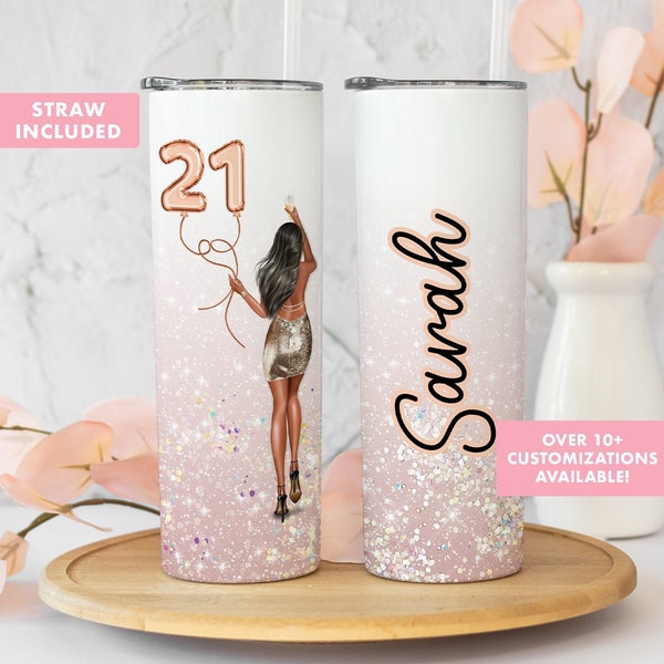 21st Birthday Gift For Her, 21st Birthday Tumbler, 21st Birthday Gift, 21st Birthday Tumbler With Straw, 21st Birthday Cup