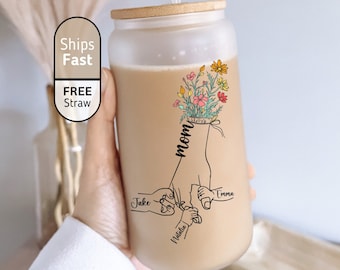 Mom Holding Hands Ice Coffee Cup, Mom Gift From Kids, Mothers Day Gift For Mom, Gift For Mom From Kids, Custom Mom Tumbler Personalized