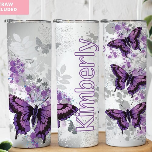 Purple Butterfly Tumbler Personalized Butterfly Gifts Etsy