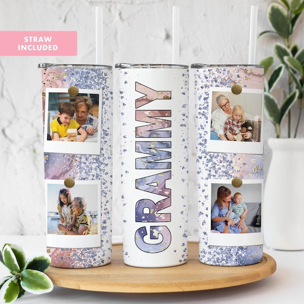 Grammy Tumbler With Pictures, Grammy Gifts, Grammy Tumbler Cup, Grammy Cup With Straw And Lid, Grammy Mother's Day Gift, Grammy Cup