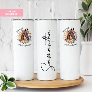 Just a Girl Who Loves Horses Tumbler, Horse Gifts, Horse Tumbler, Horse Cup Lid and Straw, Horse Gift For Women, Horse Lover Gift, Horse Cup image 2