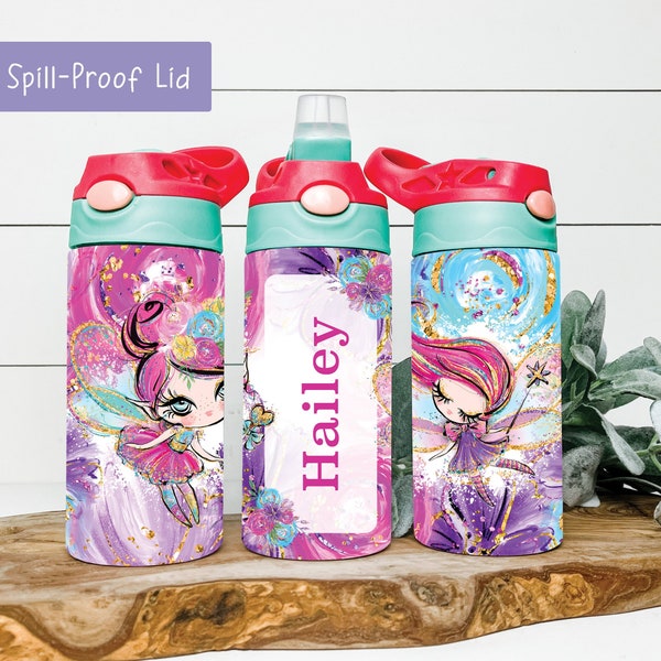 Fairies Kids Water Bottle, Fairy Gifts For Girls, Fairy Kids Tumbler With Name, Fairy Kids Sippy Cup 12oz