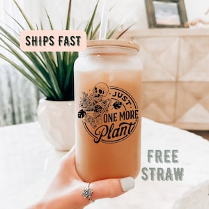 Plant Lover Libbey Glass Tumbler: Frosted Ice Coffee Cup