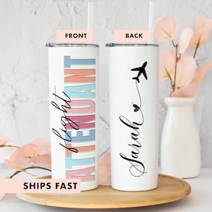Flight Attendant Tumbler, Flight Attendant Gift, Flight Attendant Cup With Lid, Gift For Flight Attendant, Personalized Flight Attendant Cup