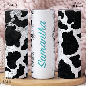 Cow Print Tumbler Personalized, Cow Gifts, Cowhide Tumbler Cup, Cow Tumbler With Straw, Cow Cup, Cow Gifts For Women, Cow Lover Gift