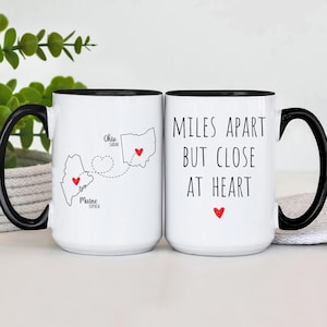 Miles Apart But Close At Heart Coffee Mug, State To State Gift Mug, Personalize Long Distance Mug, Long Distance Friendship Mug(TM-MIMZ8361)
