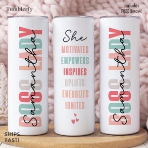 Personalized Boss Lady Tumbler: Stainless Steel Insulated 20oz