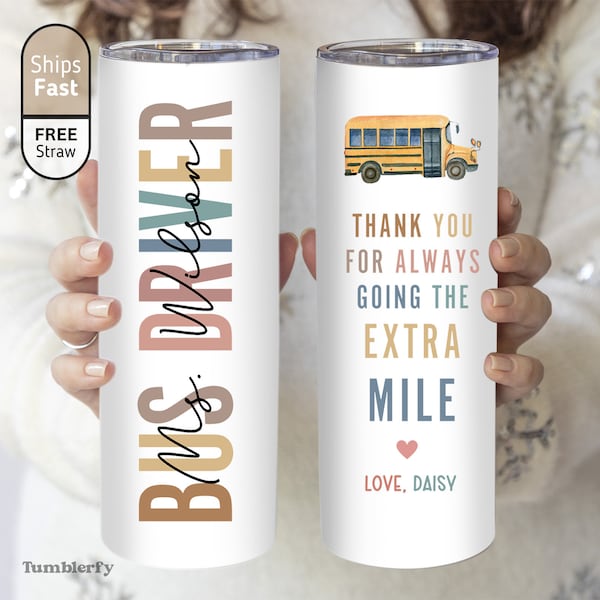 Bus Driver Thank You Gift Tumbler, Bus Driver Appreciation Gift, Bus Driver Gift For Women, Bus Driver Cup With Straw, Gift For Bus Driver