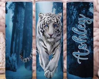 20 Oz or 30 Oz Floral White Tiger Stainless Steel Tumbler - Etsy
