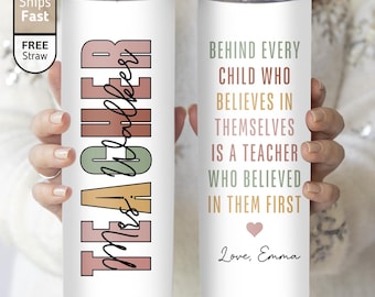 Teacher Tumbler Personalized, Teacher Appreciation Gift, End of The Year Teacher Coffee Cup, Gift For Teacher From Student (TM-LH47)