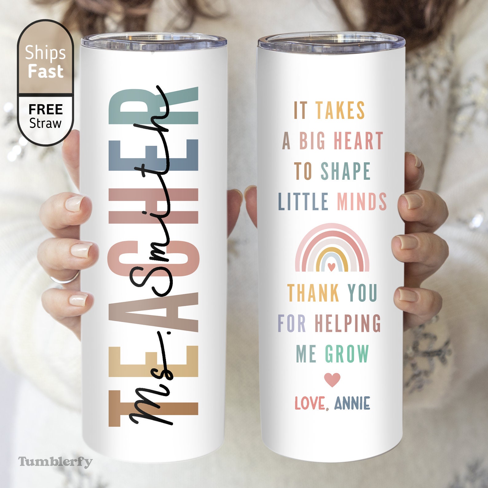 Patelai 2 Pcs End Of Year Gift For Teacher 20 Oz Skinny Tumbler Teacher Appreciation Gifts Stainless Steel Water Tumbler With Lid Straw Brush Thank You Graduation Gift(Bee Flower