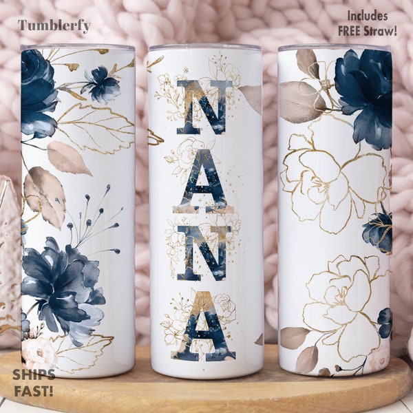 Nana Tumbler, Nana Gift, Nana Cup, Nana Gift For Birthday, Nana Tumbler Cup, Nana Floral Cup, Nana Cup With Straw