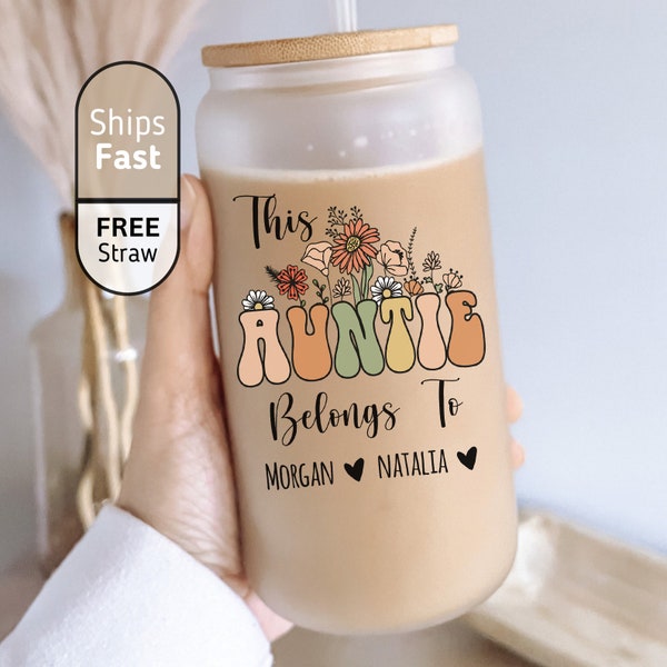Auntie Ice Coffee Cup - This Auntie Belongs To Tumbler - Custom Auntie Cup With Straw - Auntie Gift From Nephew Niece - Gift For Auntie