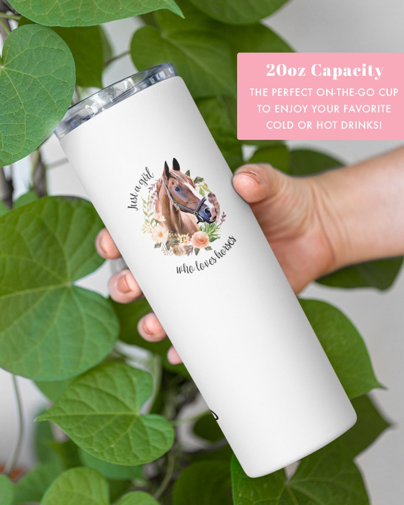Just a Girl Who Loves Horses Tumbler, Horse Gifts, Horse Tumbler, Horse Cup Lid and Straw, Horse Gift For Women, Horse Lover Gift, Horse Cup image 5