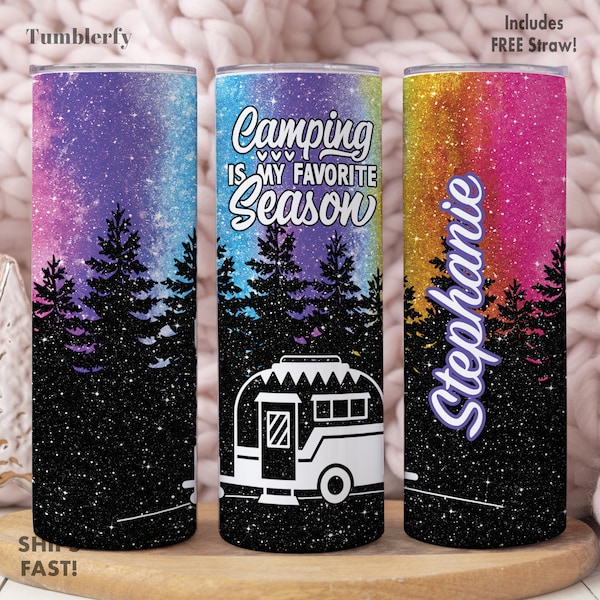 Camping is My Favorite Season Tumbler Personalized, Camping Gifts For Women, Camping Cup With Lid, Camping Gifts, Camping Cup With Straw