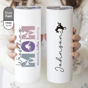 Wrestling Mom Tumbler: Personalized Stainless Steel Cup with Lid