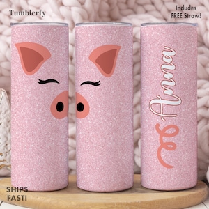 Pig Tumbler Personalized, Pig Gifts, Pig Cup With Straw, Pig Gifts For Girls, Pig Tumbler Cup, Pig Gifts For Pig Lovers, Pig Gift For Women