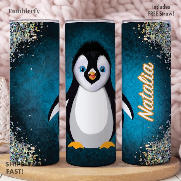 Penguin Tumbler Personalized, Penguin Tumbler Gift, Penguin Tumbler For Women, Penguin Tumbler With Straw, Penguin Lover Gift, Penguin Cup