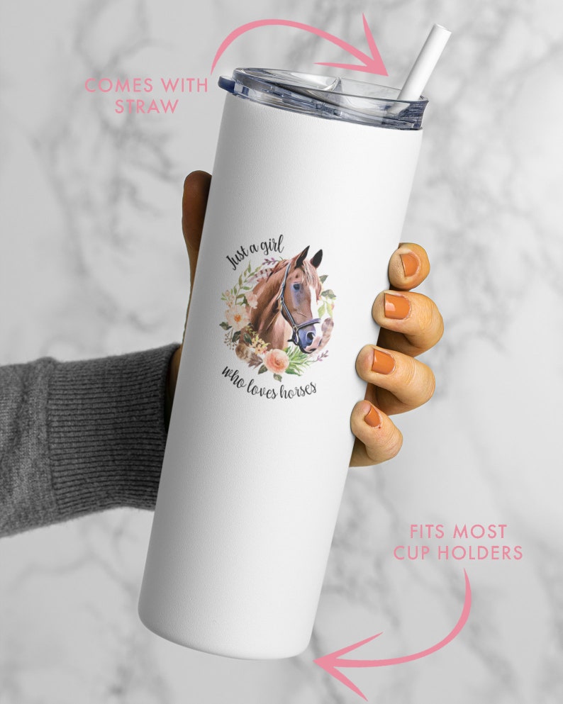 Just a Girl Who Loves Horses Tumbler, Horse Gifts, Horse Tumbler, Horse Cup Lid and Straw, Horse Gift For Women, Horse Lover Gift, Horse Cup image 4