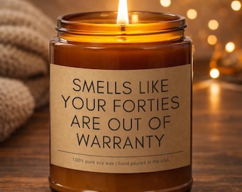 50th Birthday Gift For Women, 50th Birthday Candle, Smells Like Your Forties Are Out of Warranty (TM-EHG50TH)