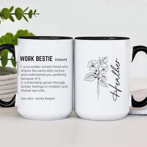 Taza de café para mejor amiga del trabajo, regalo para mejor amiga del trabajo, regalo de apoyo emocional para compañeros de trabajo, taza para mejor amiga del trabajo, regalo de compañero de trabajo a amigo (TM-EHDNE98) imagen 1