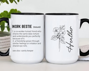 Work Bestie Coffee Cup, Work Bestie Gift, Emotional Support Coworker Gift, Work Bestie Mug, Coworker To Friend Gift (TM-EHDNE98)