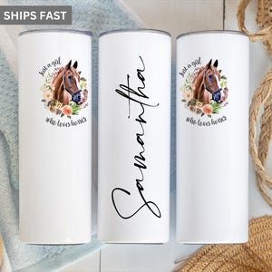 Personalized Horse Lover Tumbler: Stainless Steel Insulated Cup with Lid & Straw