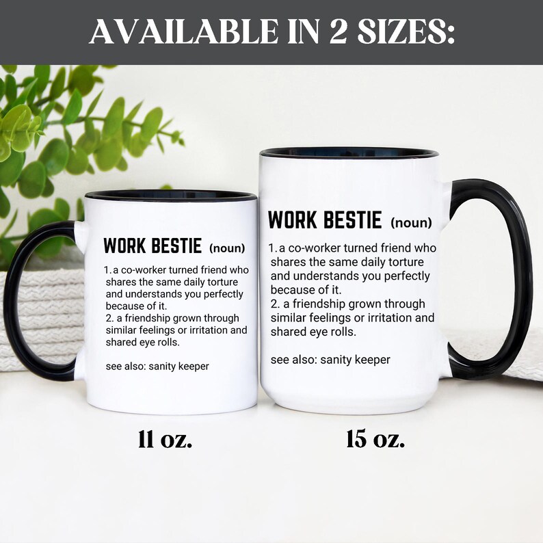 Taza de café para mejor amiga del trabajo, regalo para mejor amiga del trabajo, regalo de apoyo emocional para compañeros de trabajo, taza para mejor amiga del trabajo, regalo de compañero de trabajo a amigo (TM-EHDNE98) imagen 3