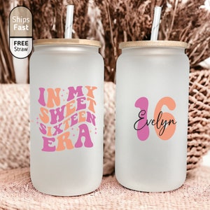 In My Sweet Sixteen Era Ice Coffee Cup, 16th Birthday Gift For Girl, Sweet 16 Cup, 16th Birthday Gift, Sweet Sixteen Era Cup For Her